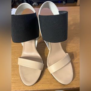 Vince high heeled beige/black/white dressy sandals worn only few times